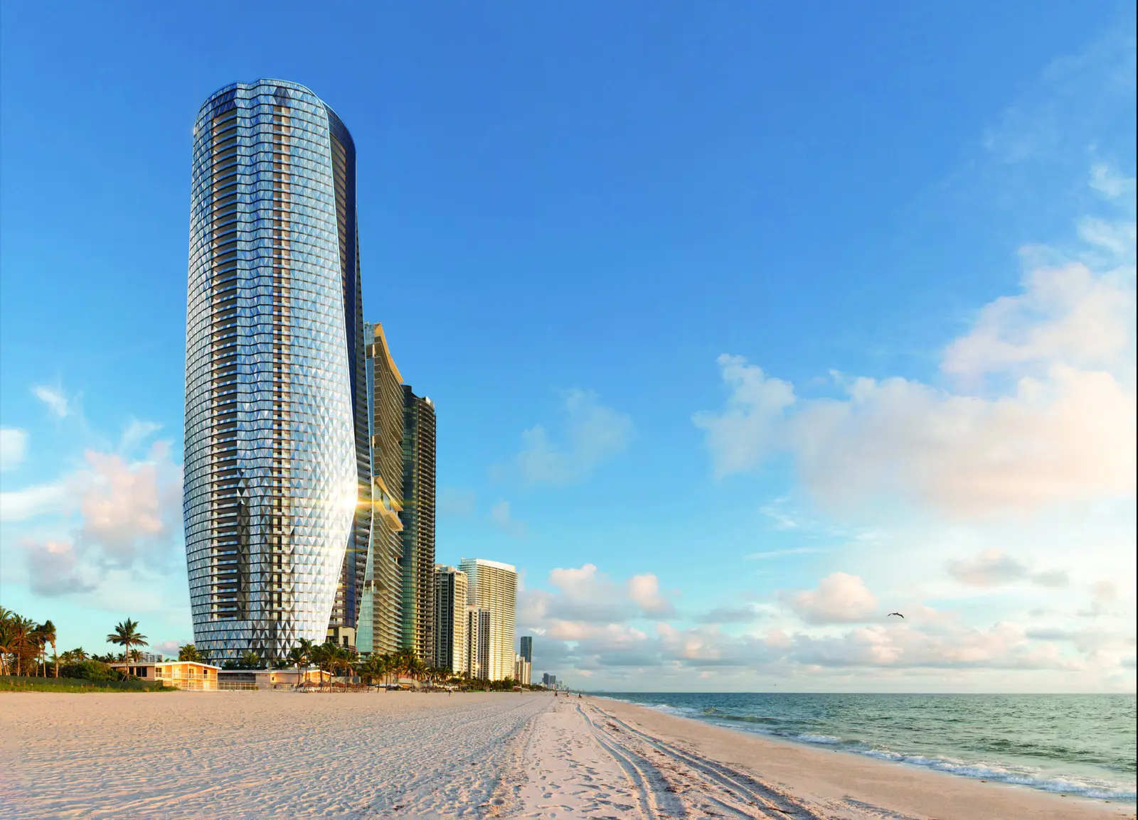 Bentley Residences tower facing the beach in Sunny Isles Beach