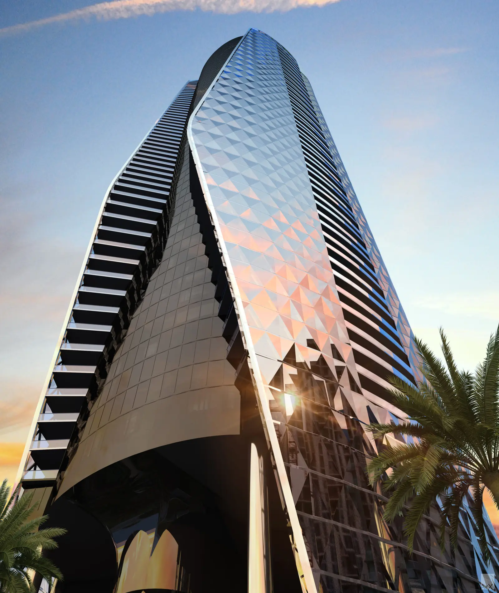 Fachada de una torre nueva en Miami
