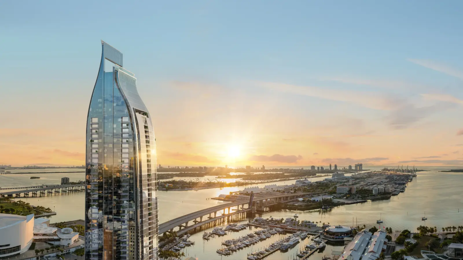 Delano Residences Miami tower over Biscayne Bay