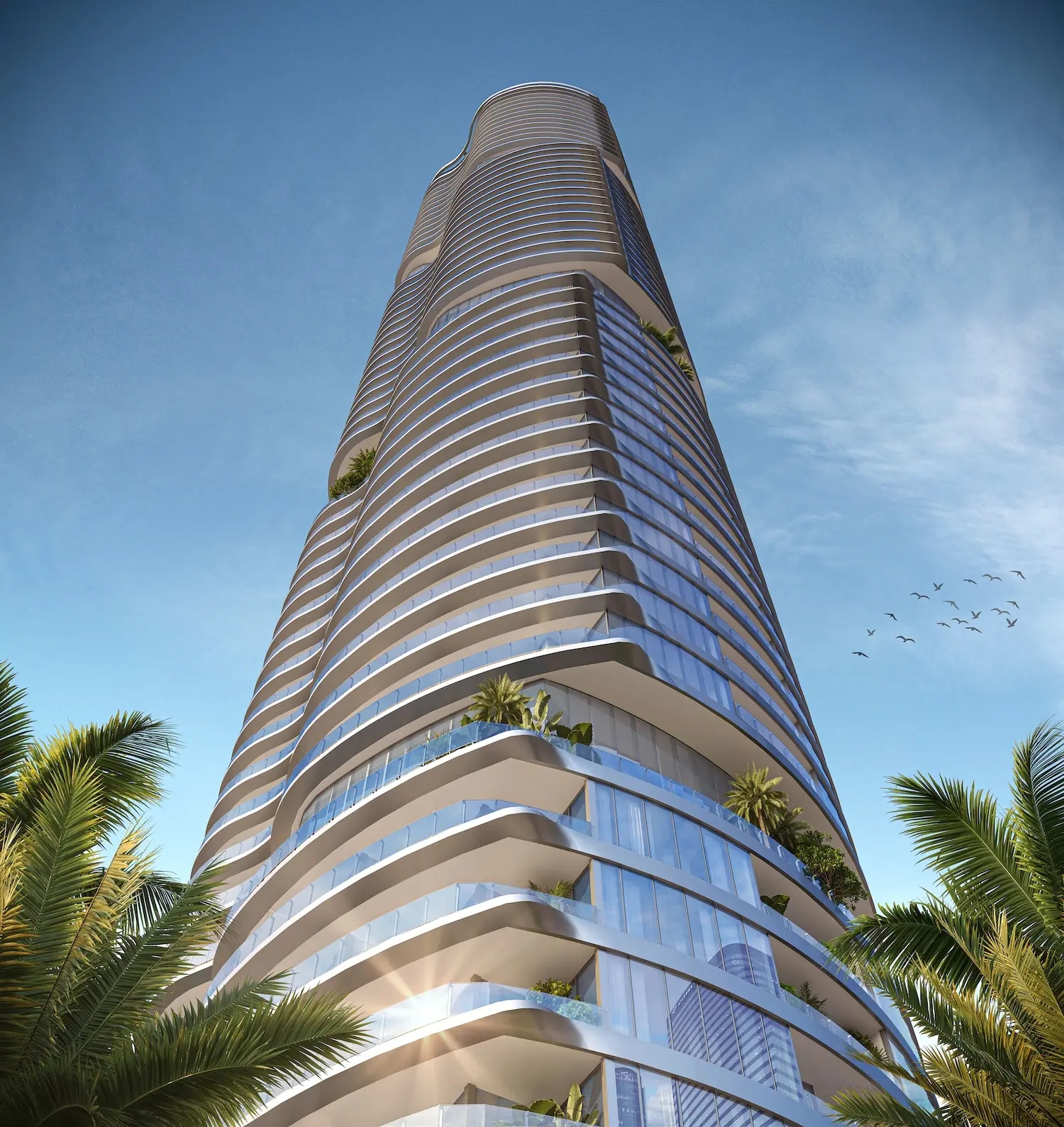 Rendering of the 619 Brickell by Nobu tower designed by Foster + Partners