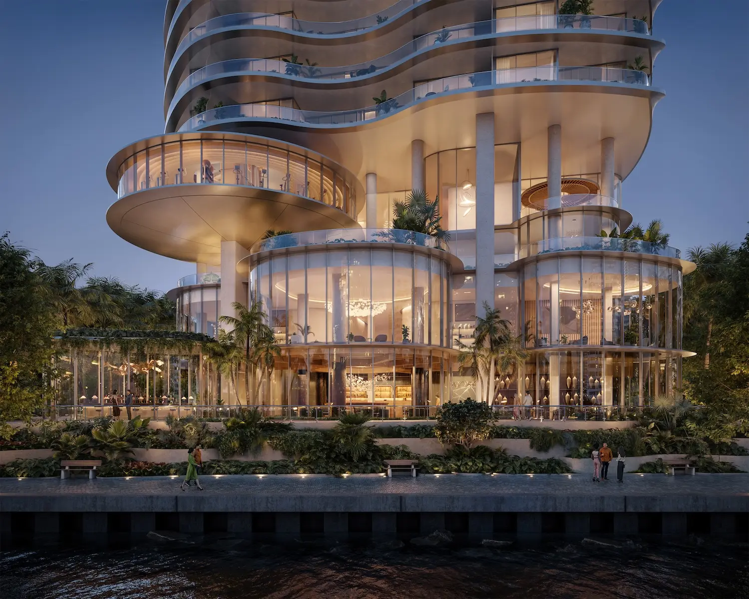 Base of 619 Brickell by Nobu facing Biscayne Bay