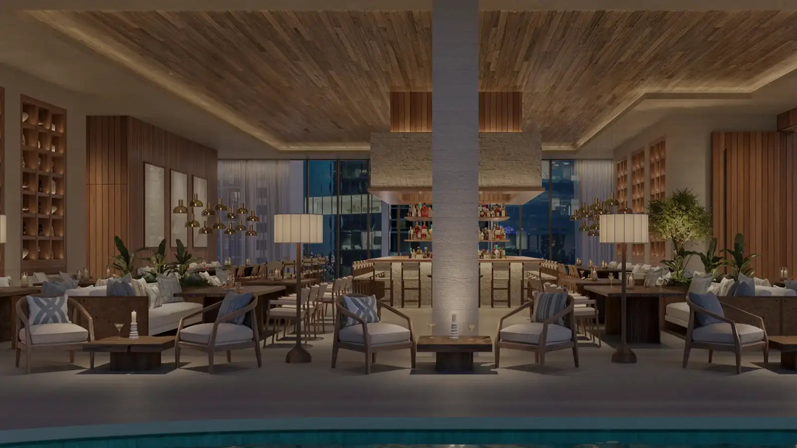 Amenity lounge at One Twenty Brickell Signature